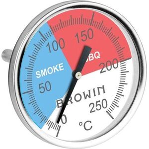 BROWIN füstölő és BBQ hőmérő 2in1, rozsdamentes acél kép
