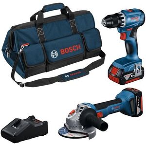 Bosch GSR 18V-45 + GWS 18V-8 - 2 × GBA 18V 40Ah, GAL 18V-40, M-BAG, láda kép