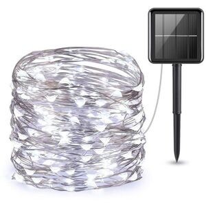 Aca Lighting napelemes LED fényfüzér, 200 LED, 20+2 m, hideg fehér, IP44, 8 funkció kép