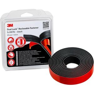 3M™ Dual-Lock™ öntapadó tépőzár SJ387B, fekete, 25 mm x 2, 5 m bliszter csomagolásban kép