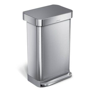Ezüstszínű acél pedálos szemetes 45 l – simplehuman kép