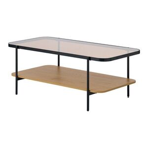 Natúr színű dohányzóasztal üveg asztallappal 60x120 cm Hassel – Unique Furniture kép
