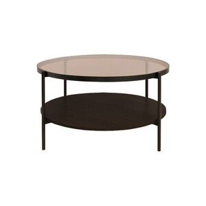 Barna kerek dohányzóasztal üveg asztallappal ø 84 cm Hassel – Unique Furniture kép