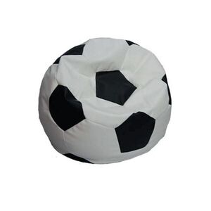 Gyermek babzsákfotel, textilbőr, focilabda, fekete-fehér - FOOT - Butopêa kép
