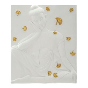 Fali dísz, dombormintás, Buddha, fehér - arany - CERISIANE - Butopêa kép