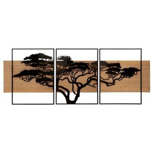 Fali dísz szett, 3 db, panel, afrikai akác, fém - fa, fekete - barna - CORALDOUCE - Butopêa kép