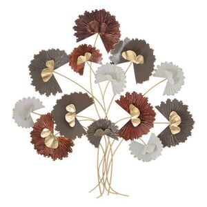Fali dísz, virágos faforma, fém, arany - barna - szürke - BLANCHEFLEUR - Butopêa kép