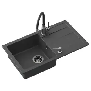 Mosogatótálca Ready-Max fekete 77x44x17.5 + csaptelep + adagoló kép