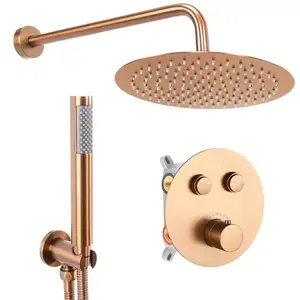 Zuhanyszett Rea rejtett termosztátos LUNGO csiszolt réz + BOX kép