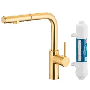 Mosogató csaptelep Duero Pure Basic Light Gold vízszűrővel kihúzható kifolyóval kép