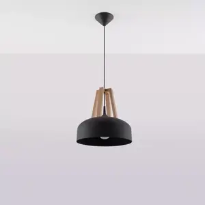 Lámpa Casco A-0390 fekete/természetes fa kép
