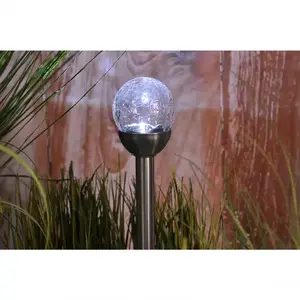 Napelemes lámpa 2 LED Stal golyó 11 kép