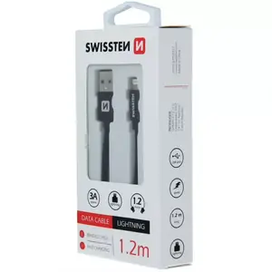 Adatkábel Swissten Textile USB / Lightning 1, 2 m fekete kép