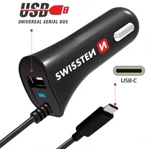 CL töltő Swissten USB-C A USB 2.4AMP kép