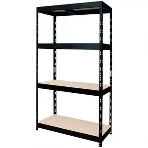 Szegecselt fekete fém polcrendszer 180x90x45 cm - 4 polccal/200 kg kép