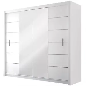 Szekrény Lizbona 2 203 cm fehér/füstös tükör kép