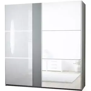 Szekrény Tunis 200 cm grafit/fehér/tükör LED kép
