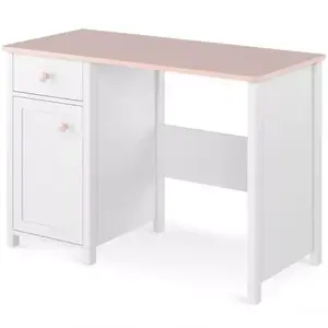Íróasztal 1D1S Luna LN-03 fehér/rózsaszín kép