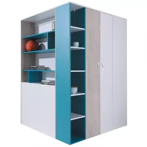 Szekrény Planet PL1 L/P 135 cm fehér/tölgy/tenger kék kép