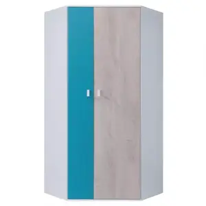 Szekrény Planet PL2 L/P 90 cm fehér/tölgy/tenger kék kép
