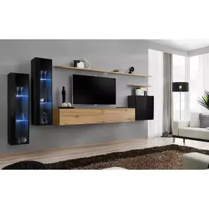 Nappali bútor Switch üveg+LED XI Fekete/Wotan kép