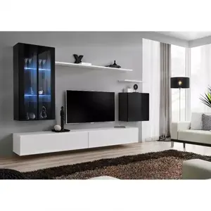 Nappali bútor Switch üveg+LED XII Fekete/fehér kép