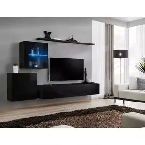 Nappali bútor Switch üveg+LED XV Fekete kép
