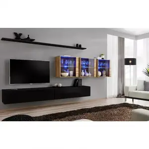 Nappali bútor Switch XVII üveg +LED fekete/Wotan kép