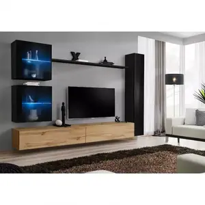 Nappali bútor Switch XVIII üveg +LED fekete/Wotan kép
