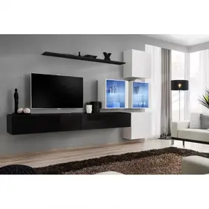 Nappali bútor Switch XVIII üveg +LED fekete/fehér kép