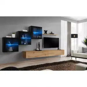 Nappali bútor Switch XVIII üveg +LED fekete/Wotan kép