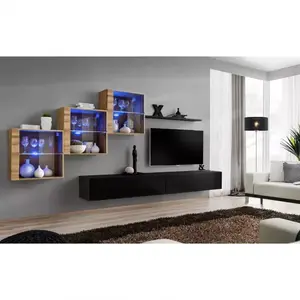 Nappali bútor Switch XVIII üveg +LED Wotan/fekete kép