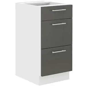 Konyhaszekrény Lara 40d 3s Bb Mdf szürke fényes kép