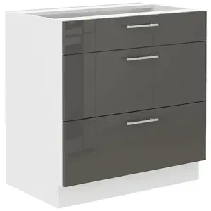 Konyhaszekrény Lara 80d 3s Bb Mdf szürke fényes kép