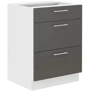 Konyhaszekrény Lara 60d 3s Bb Mdf szürke fényes kép