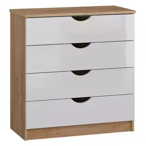 Komód Tymeo 4s Tölgy craft aranysárga+fehér fényes kép