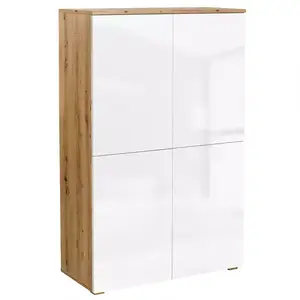 Komód Como 4d Tölgy Artisan+fehér fényes kép