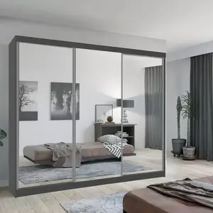 Szekrény Lux 250 szürke + 3 x Tükör kép
