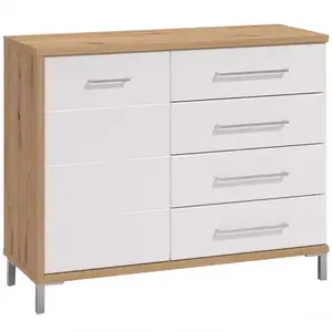 Komód Mondego 1d/4s Artisan/fehér fényes 11011192 kép