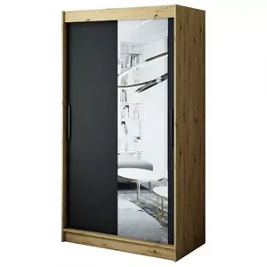 Szekrény Halifax T2 120 Tölgy Artisan/fekete/Tükör kép