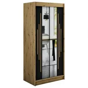 Szekrény Halifax Y1 100 Tölgy Artisan/fekete/Tükör kép
