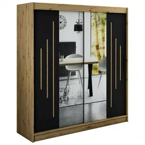 Szekrény Halifax Y1 200 Tölgy Artisan/fekete/Tükör kép