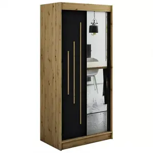 Szekrény Halifax Y2 100 Tölgy Artisan/fekete/Tükör kép