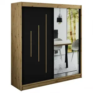Szekrény Halifax Y2 200 Tölgy Artisan/fekete/Tükör kép