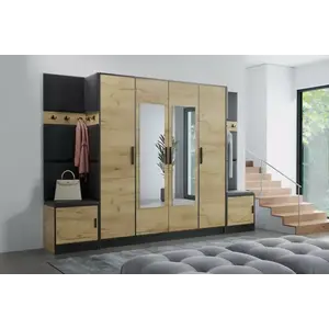 Előszobafal nábytok Roj 17 craft + Madryt 1100 eko bőr fekete kép