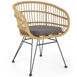 Szék K456 Rattan/Szövet/Fém Natural/szürke kép