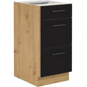 Konyhaszekrény Modena 40d 3s bb fekete/artisan tölgy kép