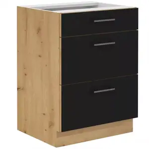 Konyhaszekrény Modena 60d 3s bb fekete/artisan tölgy kép