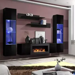 Nappali bútor + Biokandalló Fly M3 + üveg fekete+ LED kép