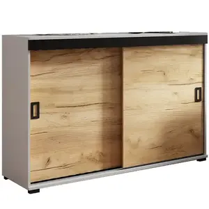 Komód Retro 140 Fehér/Craft + Fekete Fogantyúk kép